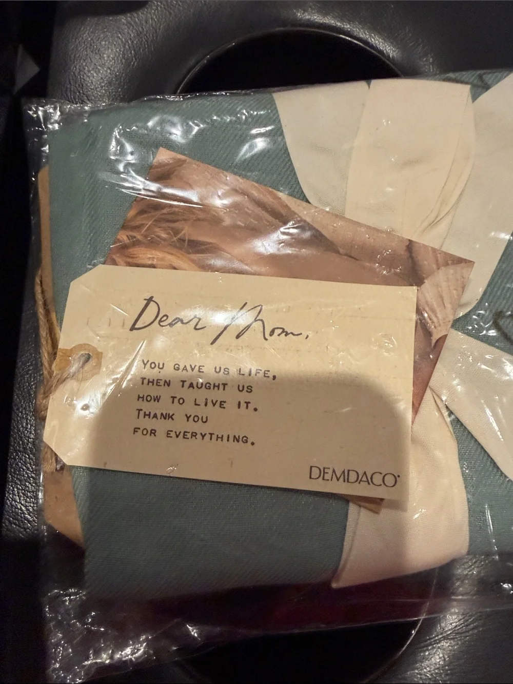 Demdaco Blue Green and Cream Bow Accent Scarf Wrap